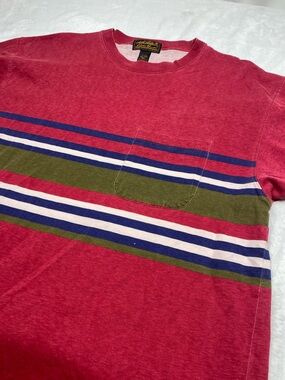 Vintage Eddie Bauer T Shirt  Red Striped Pocket T Shirt XXL Tall